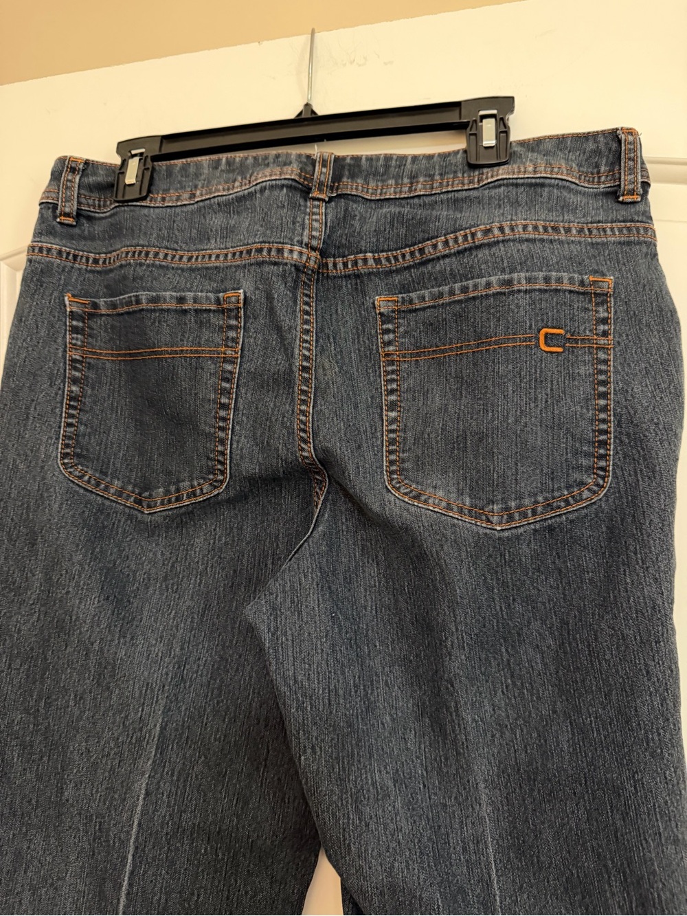 Chico's with C logo on pocket Straight Leg Jeans in Dark Blue Denim Sz 2R (12R)